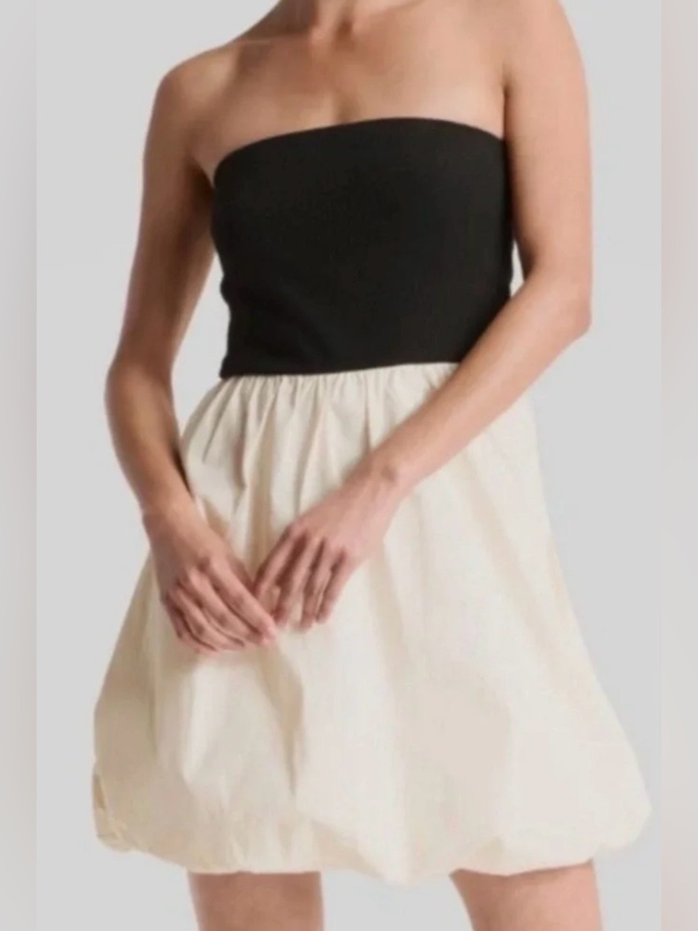 A New Day Women's Large Strapless Bubble Hem Mini Dress Black White